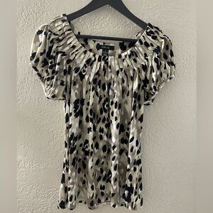 Style & Co. Leopard Print Blouse - Black and Tan Size Small